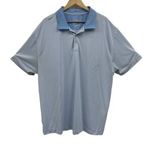 Cutter & Buck drytech Blue Striped Performance Polo Shirt Mens XXL‎